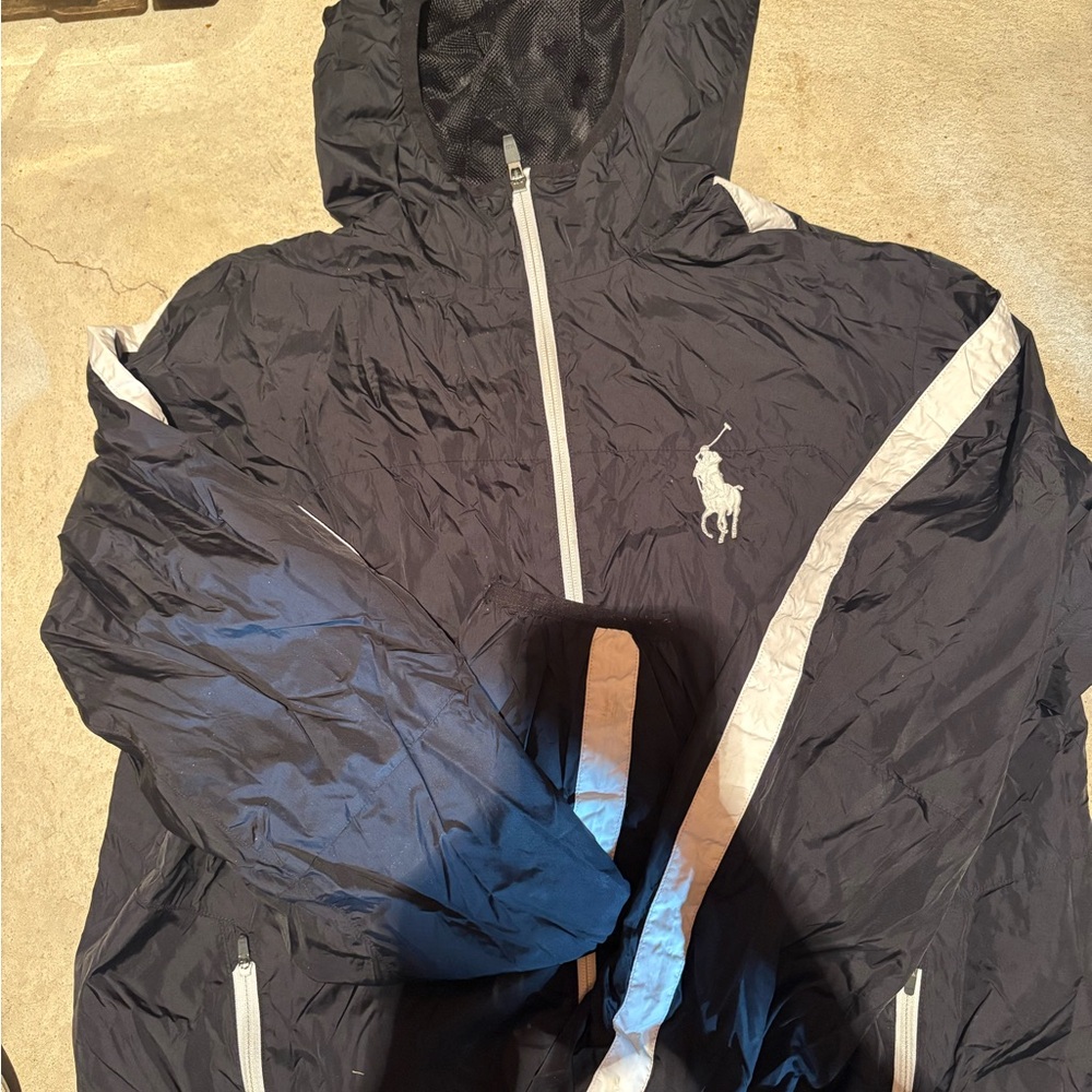 Polo by Ralph Lauren Black Mesh Jacket with Blue Trim